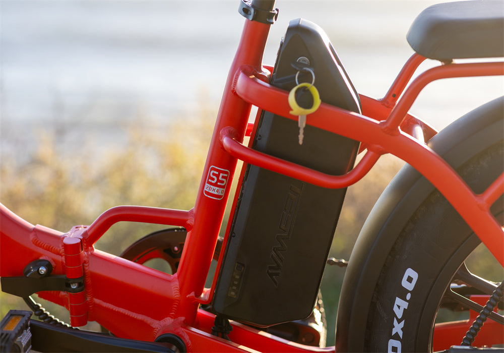 Tesway red folding ebike S5