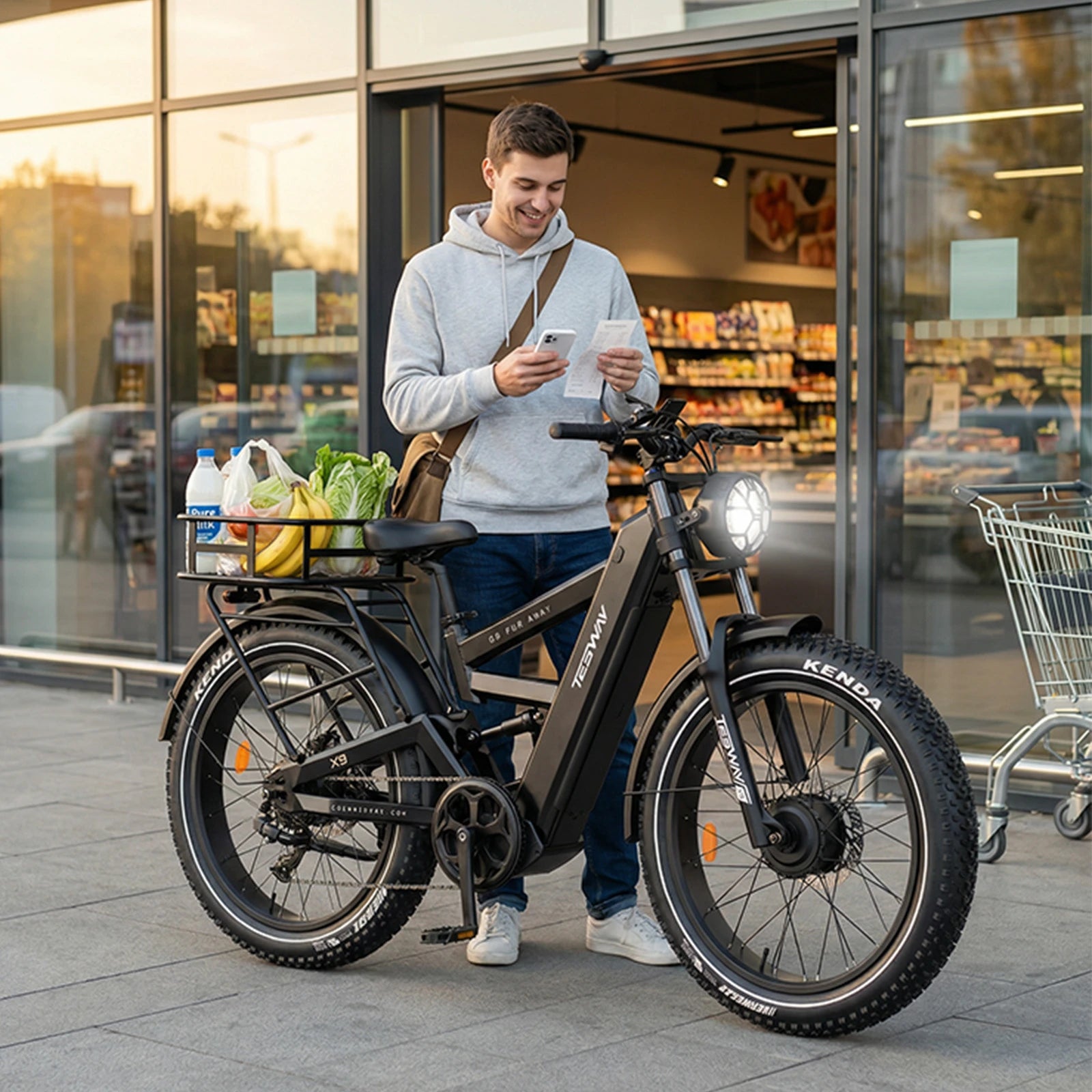 TESWAY X9 AWD with Rear Rack - 4000W Dual Motors Electric Mountain Bike