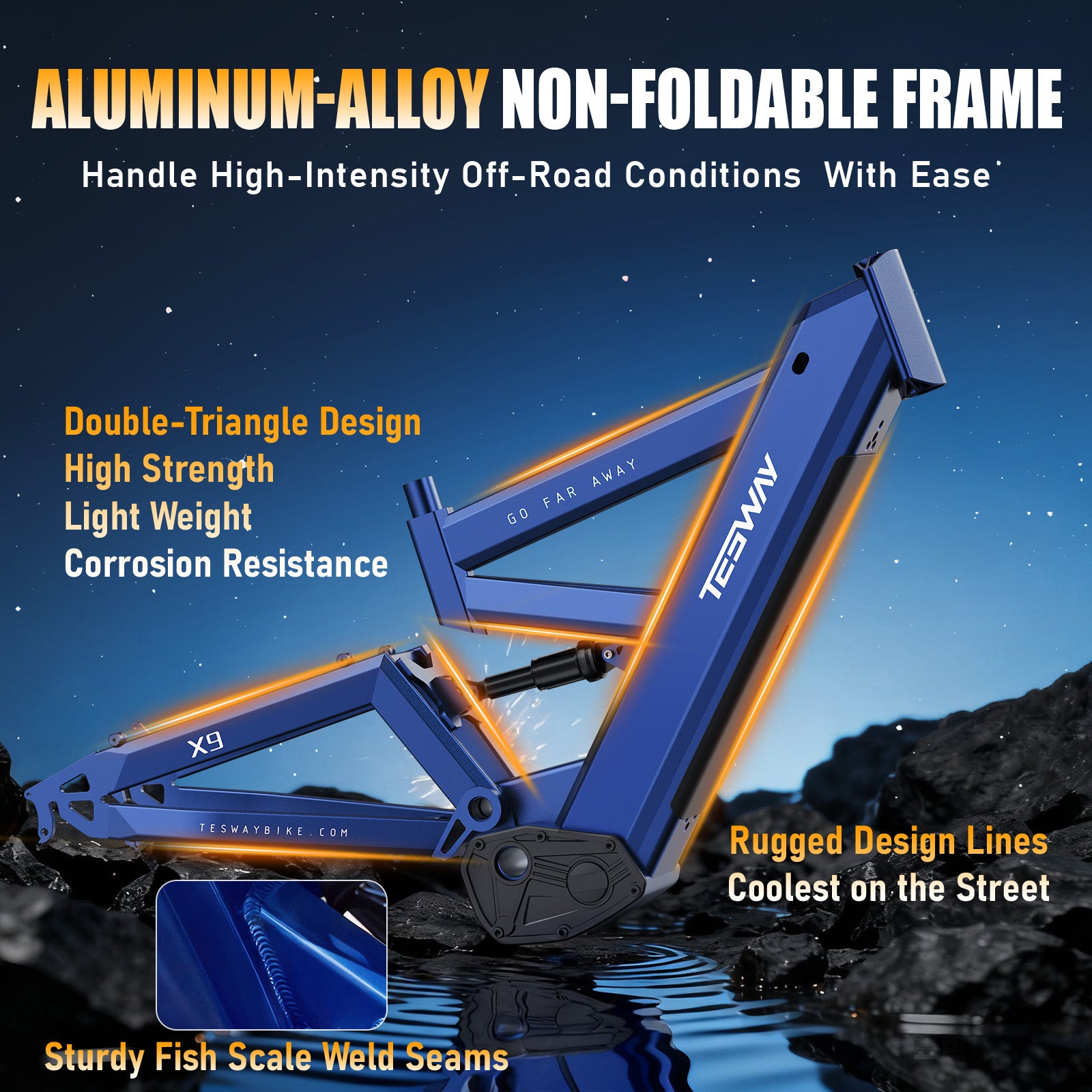 TESWAY X9 AWD with Rear Rack - 4000W Dual Motors Electric Mountain Bike