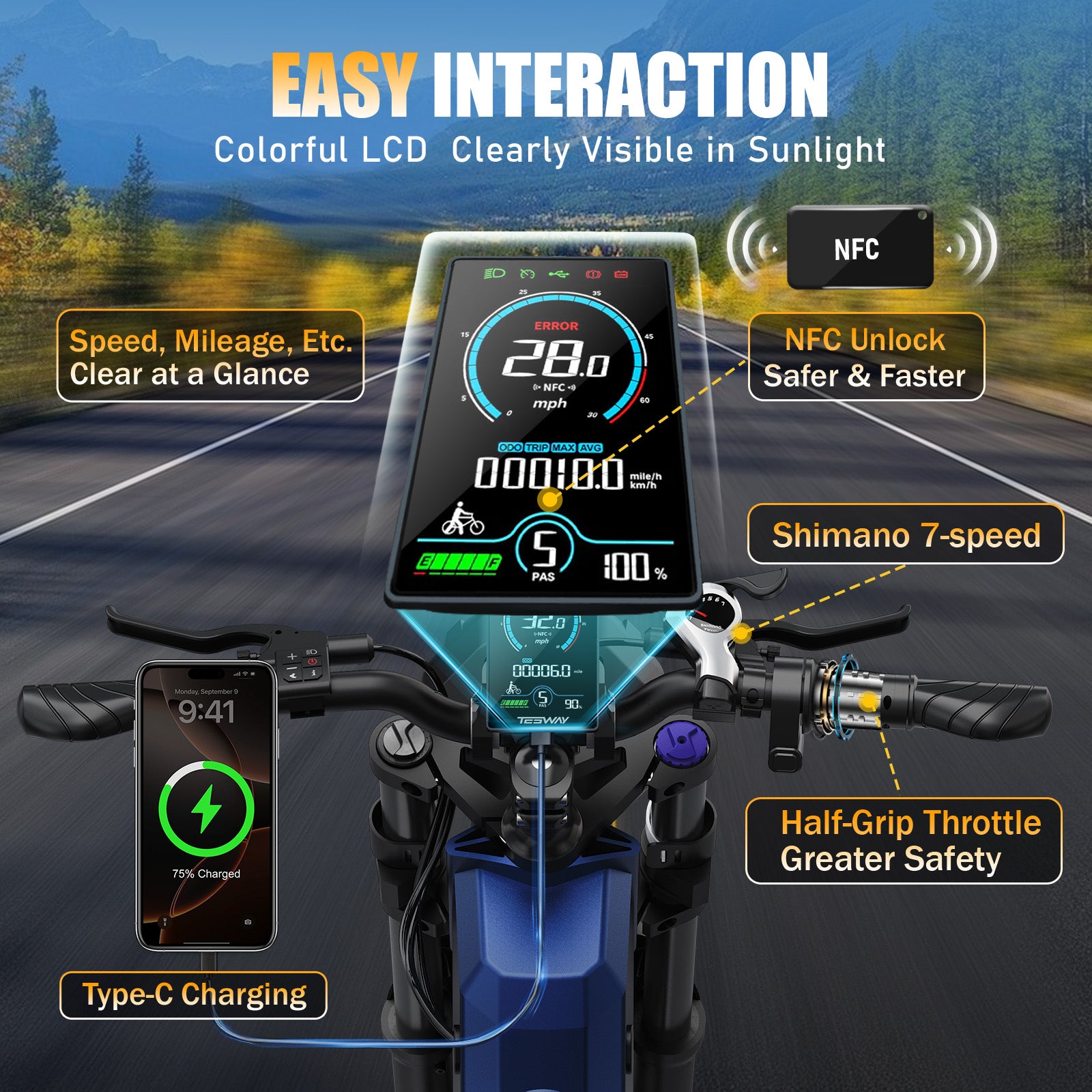 TESWAY X9 AWD - 4000W Dual Motors Electric Mountain Bike