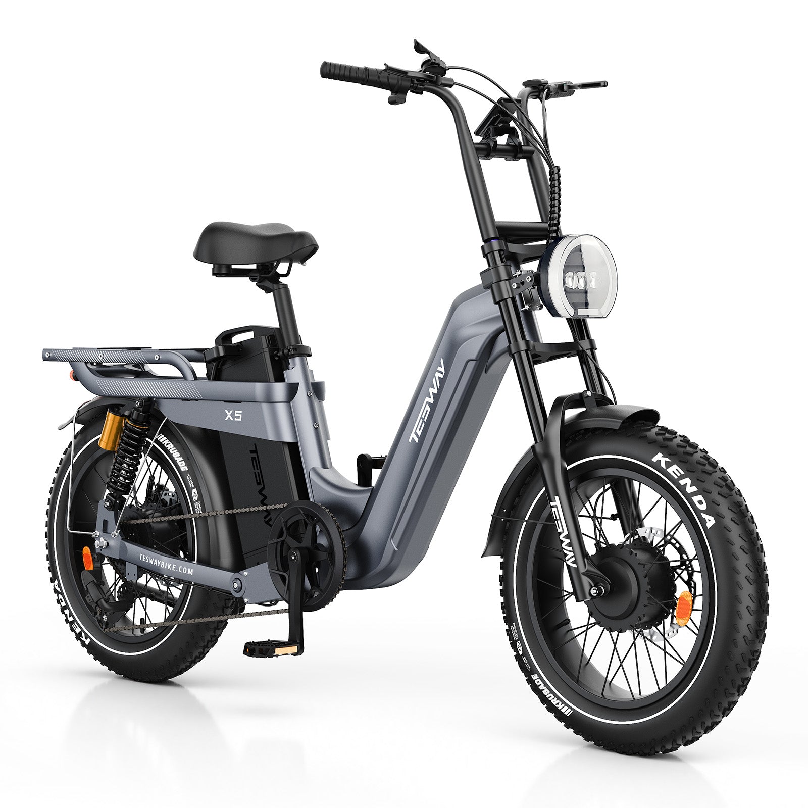 TESWAY X5 AWD Step-Thru E-Bike – Easy Mount 3600W Dual Motor