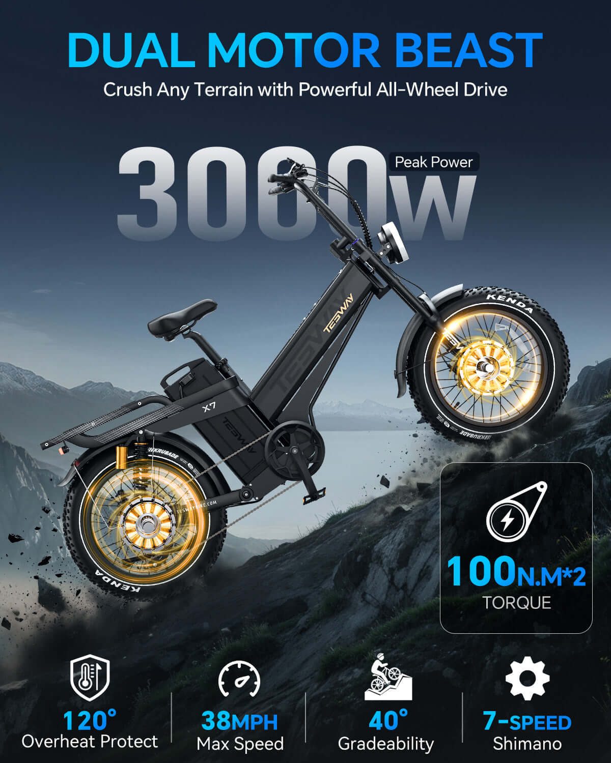 TESWAY X7 AWD – 3000W Dual Motor 200NM Torque