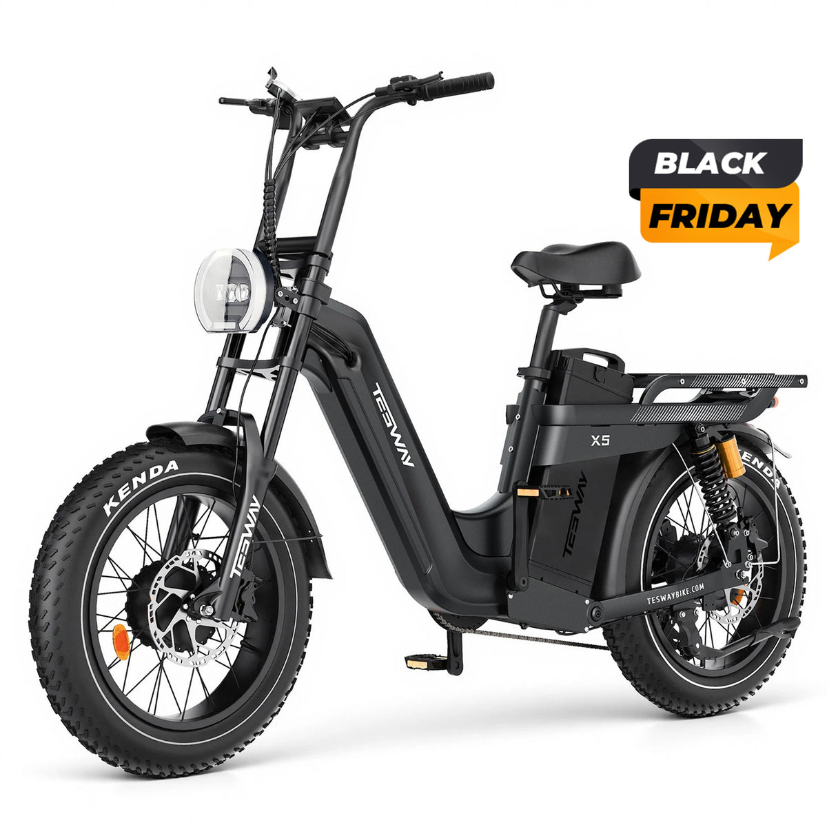TESWAY X5 AWD Step-Thru E-Bike – Easy Mount 3600W Dual Motor