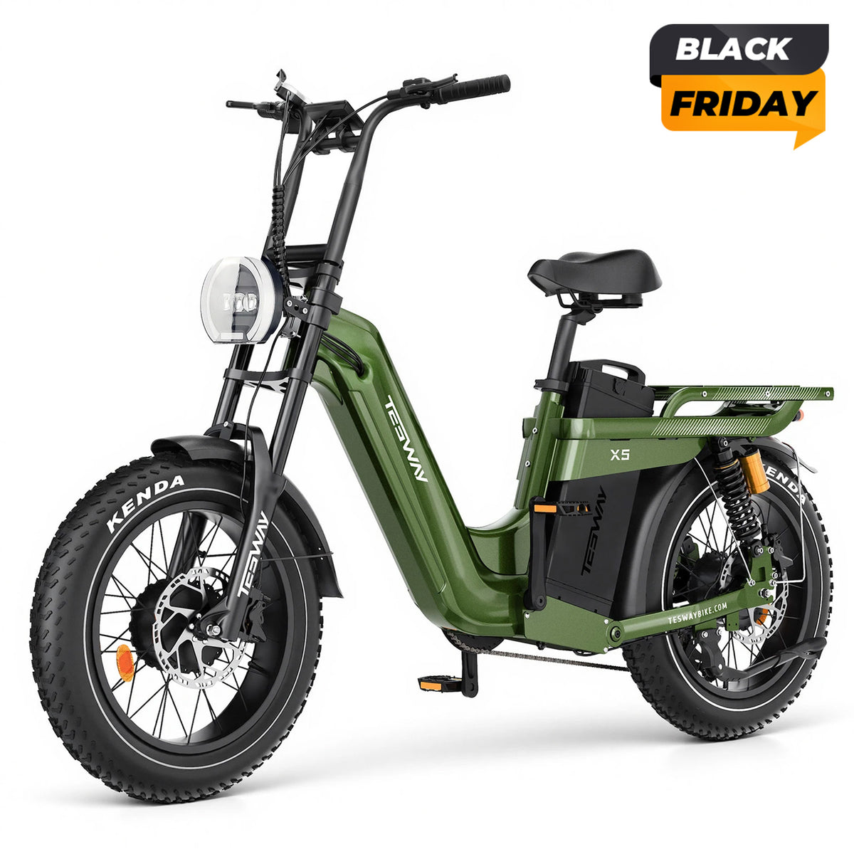 TESWAY X5 AWD Step-Thru E-Bike – Easy Mount 3600W Dual Motor