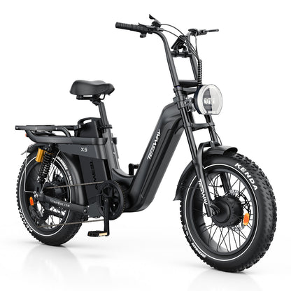 TESWAY X5 AWD Step-Thru E-Bike – Easy Mount 3600W Dual Motor