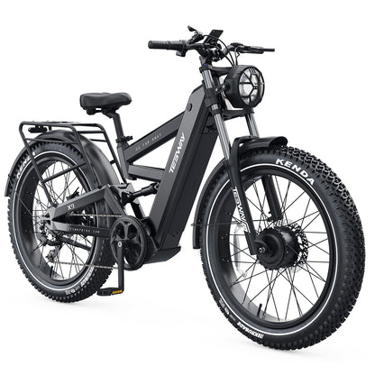 TESWAY X9 AWD with Rear Rack - 4000W Dual Motors Electric Mountain Bike
